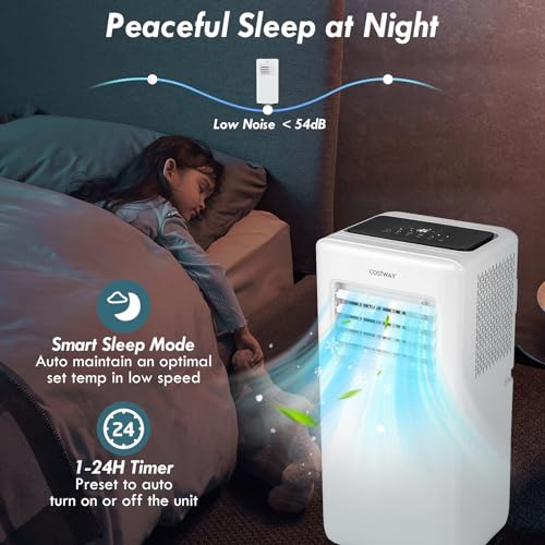 COSTWAY Portable 8000 BTU Air Conditioner with Fan & Dehumidifier