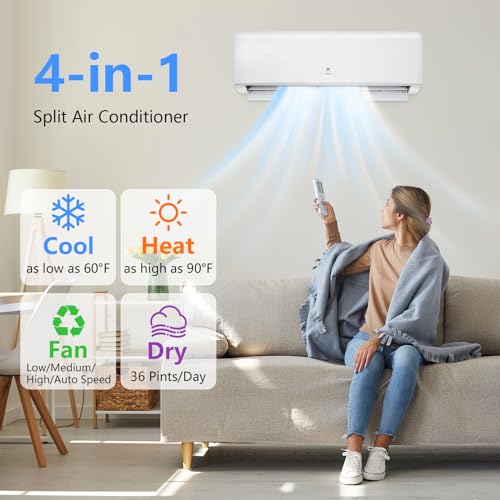 Wifi Enabled 12000BTU Mini Split AC/Heating System