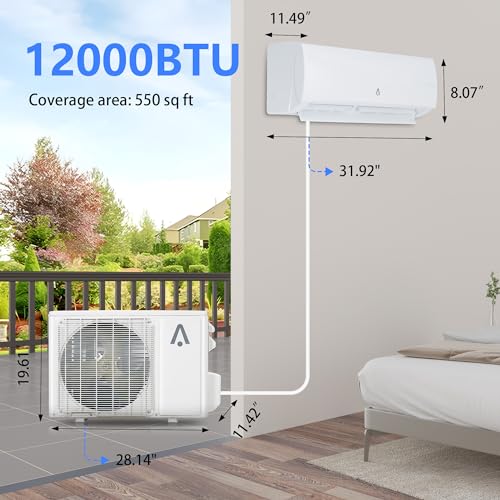 Wifi Enabled 12000BTU Mini Split AC/Heating System