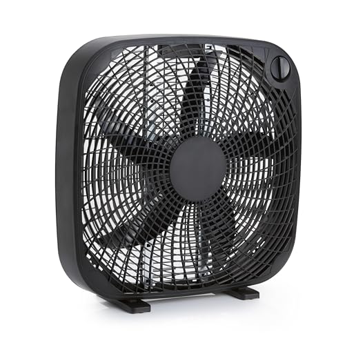 20-Inch Box Fan: 3 Speeds, Lightweight, Black