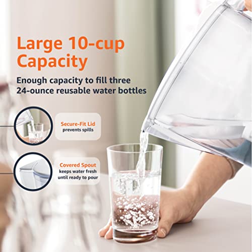 10-Cup Water Pitcher with Filter, Compatible with Brita