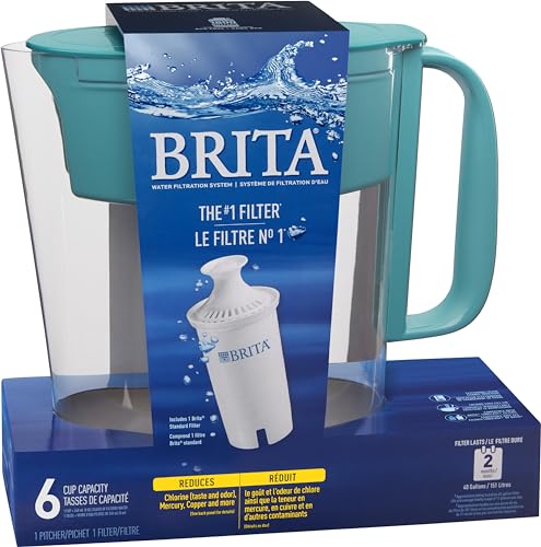 Brita 6 Cup Water Filter Pitcher, Metro Turquoise