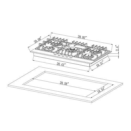 Empava 5-Burner Gas Cooktop in Black Glass