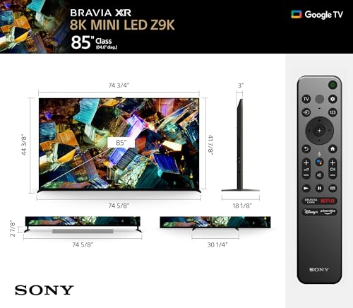 Sony 85" 8K Ultra HD TV XR85Z9K, Black