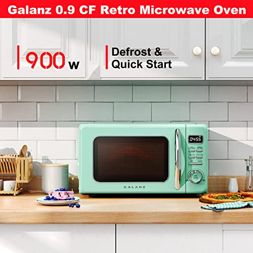 Retro Green Microwave with Auto Cook & Defrost