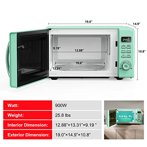Retro Green Microwave with Auto Cook & Defrost
