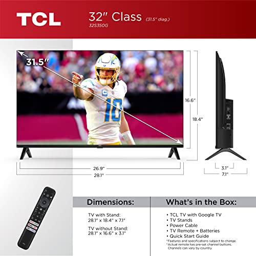 32" TCL S3 Smart TV with Google Assistant, Alexa