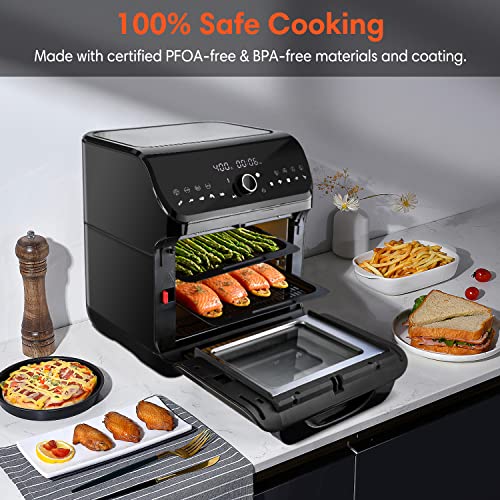 XL Air Fryer Toaster Oven Combo, 10-in-1, Black