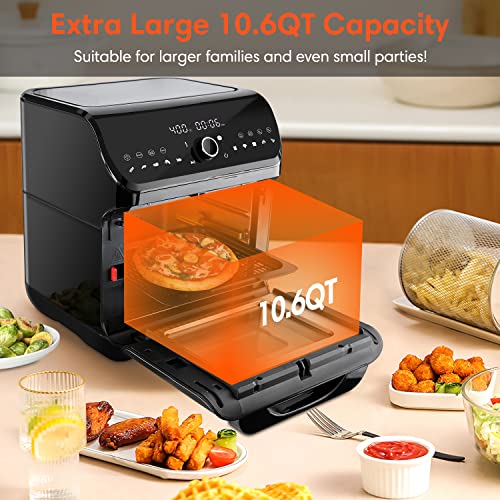 XL Air Fryer Toaster Oven Combo, 10-in-1, Black