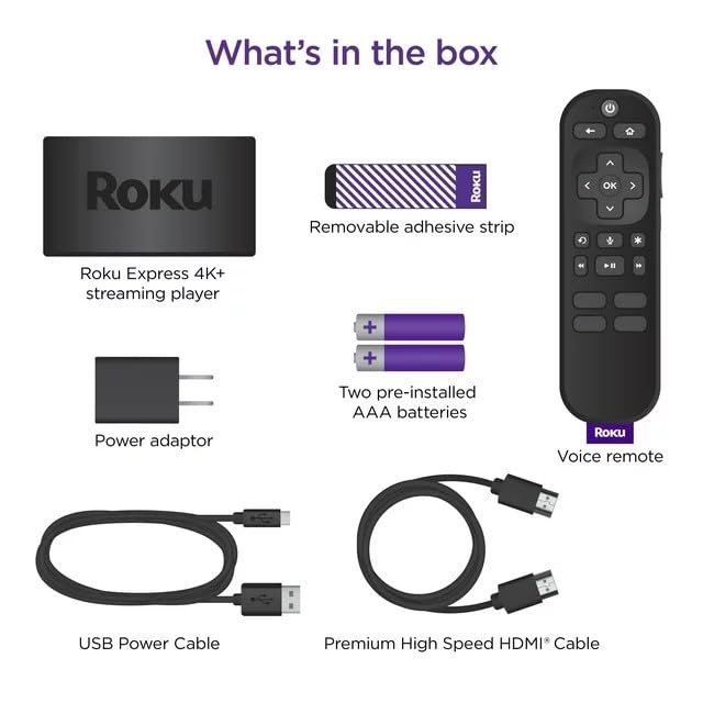 Roku Express 4K+ Voice Remote Streaming Device Kit