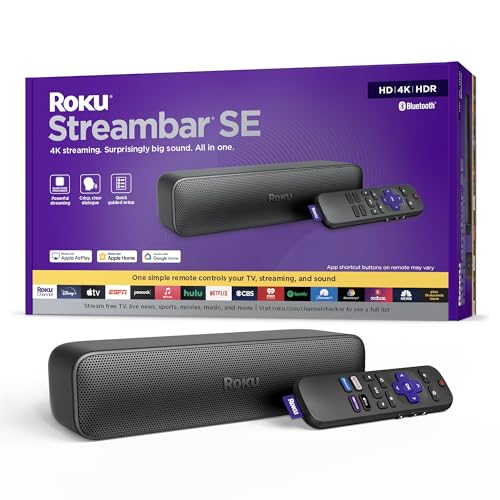 Roku Streambar SE | 2-in-1 TV Soundbar with 4K Streaming & Enhanced Speech Clarity