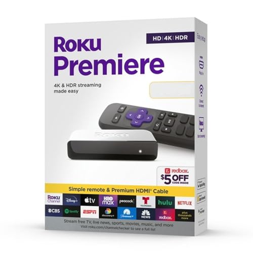 Roku Premiere HD/4K Streaming Media Player, Simple Remote