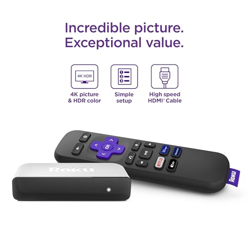 Roku Premiere HD/4K Streaming Media Player, Simple Remote