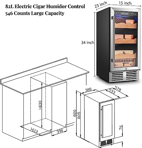 BODEGA Electric Cigar Cooler Humidor, Large Cabinet