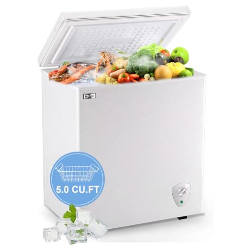 Compact 5.0 Cu.Ft Chest Freezer with Adjustable Thermostat