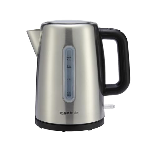 Amazon Basics Stainless Electric Water Kettle, 1.7L, Black/Silver