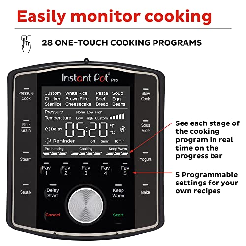 Instant Pot Pro 8QT 10-in-1 Kitchen Appliance, app with 800 recipes