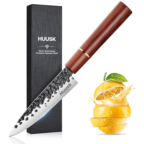 5" Huusk Japanese Paring Knife, Hand Forged, High Carbon Steel, Rosewood Handle