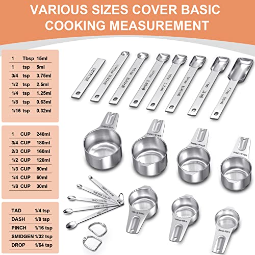 20-Piece Stainless Steel Measuring Cups and Spoons Set
