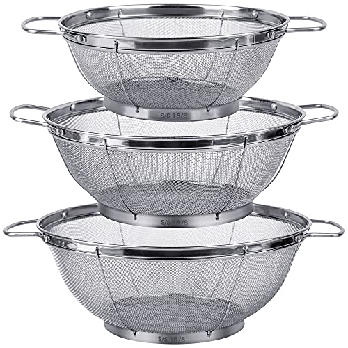 3 Stainless Steel Colanders: 5-Quart, 4-Quart, 3-Quart