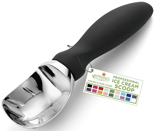 Spring Chef Black Ice Cream Scoop with Comfortable Handle