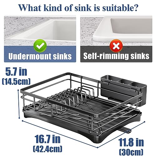 Large Rustproof Dish Drying Rack with Utensil Holder