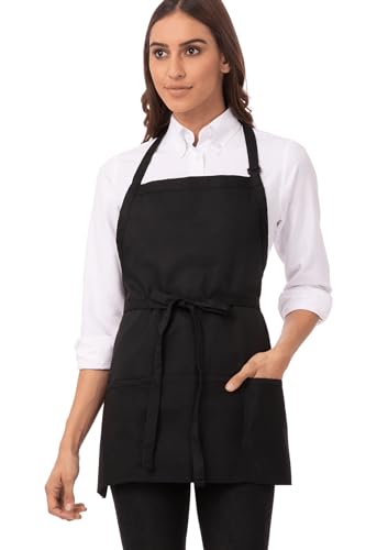 Black Chef Works Apron with Three Pockets, One Size