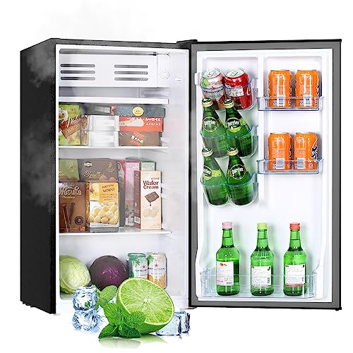 Frestec Mini Fridge with Freezer, 3.1 Cu.Ft Stainless Steel