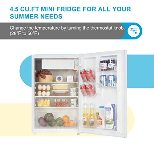 Frestec Small Refrigerator with Freezer, White (4.5 CU')