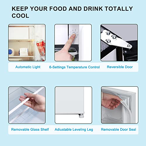 Frestec Small Refrigerator with Freezer, White (4.5 CU')