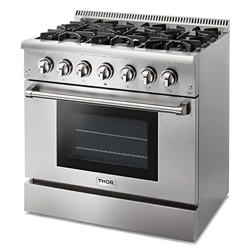 THOR Kitchen 36-Inch Dual Fuel Range in Stainless Steel
