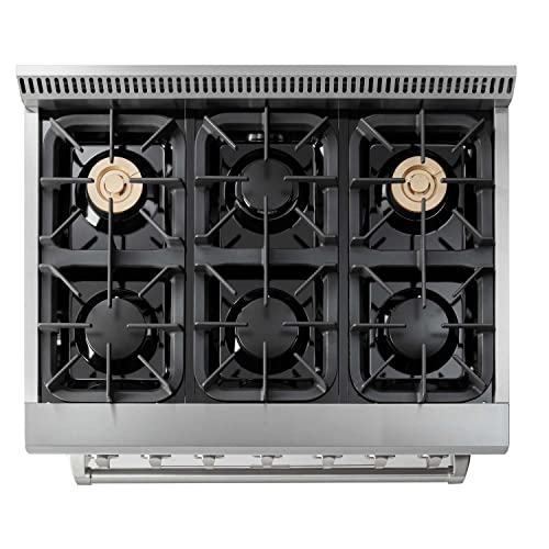 THOR Kitchen 36-Inch Dual Fuel Range in Stainless Steel