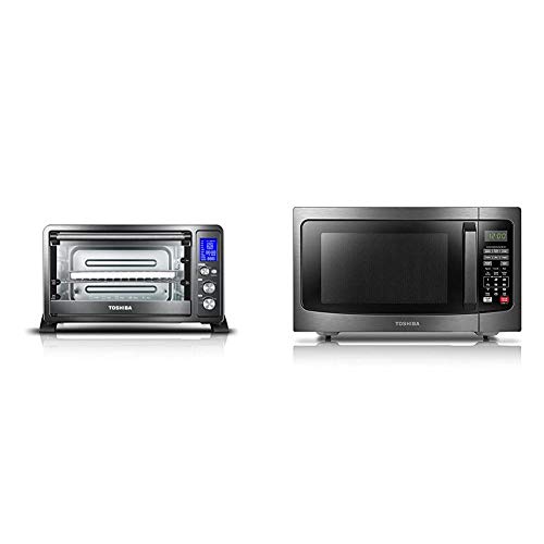 Toshiba Digital Toaster Oven & Microwave Combo, Black Steel