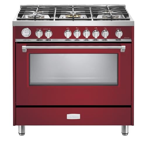 Verona 36" Designer Gas Range Oven Cooktop Burgundy