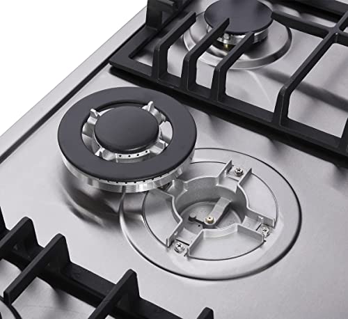 24" Stainless Steel Dual Fuel Gas Cooktop with 4 Sealed Burners