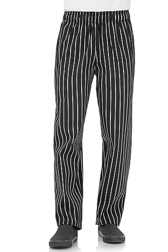 Designer Baggy Chef Pants, Black Chalk Stripe, X-Large