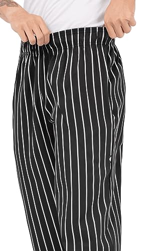 Designer Baggy Chef Pants, Black Chalk Stripe, X-Large