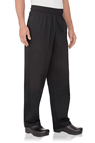 Black Chef Works Men's Essential Baggy Chef Pants, Large
