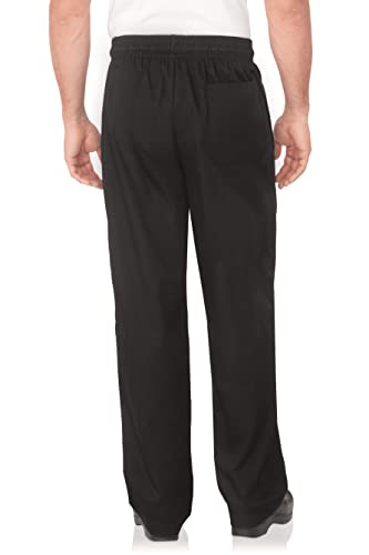 Black Chef Works Men's Essential Baggy Chef Pants, Large