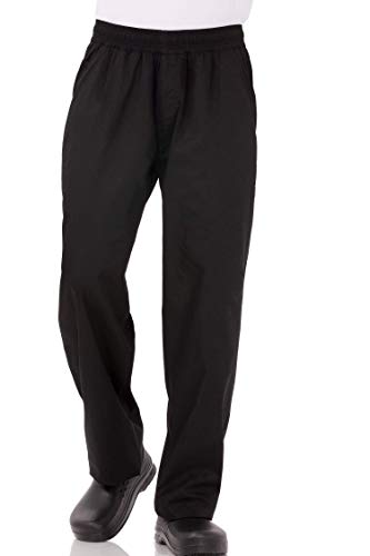 Black Chef Works Men's Essential Baggy Chef Pants, Large