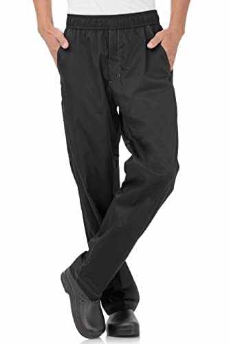 Men's Black Cool Vent Baggy Chef Pants, Medium Size