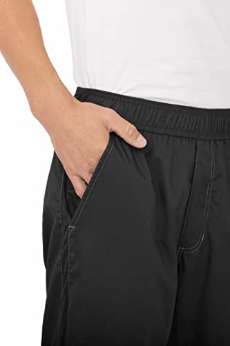 Men's Black Cool Vent Baggy Chef Pants, Medium Size