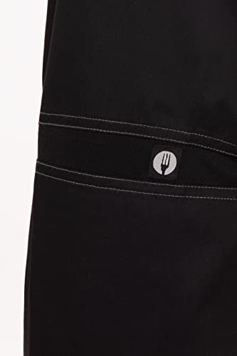 Men's Black Cool Vent Baggy Chef Pants, Medium Size