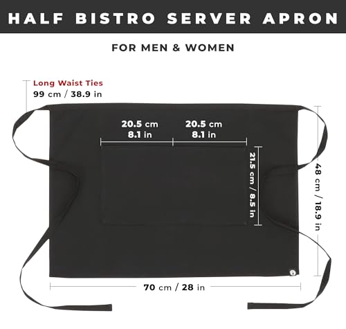 Black Chef Works Half Bistro Server Apron, One Size
