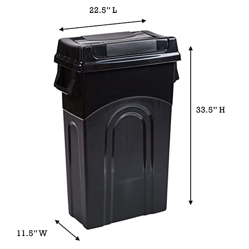 Highboy Swing Lid Waste Container, 23 Gallon, Black