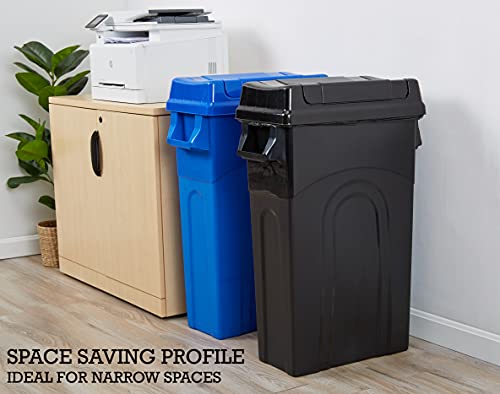 Highboy Swing Lid Waste Container, 23 Gallon, Black