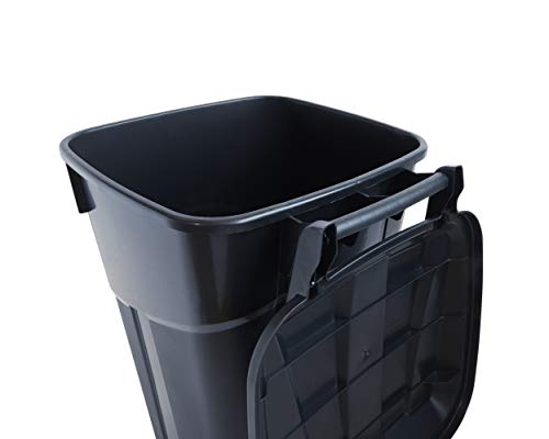 2 Pack Wheeled Outdoor Garbage Can with Lock Lid