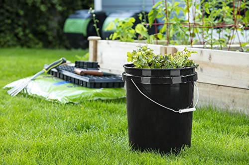 5 Gallon Heavy Duty Plastic Bucket Set, Black