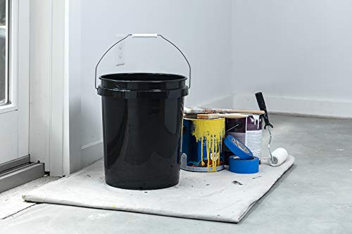 5 Gallon Heavy Duty Plastic Bucket Set, Black