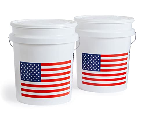 2 Pack 5 Gallon Heavy Duty Plastic Buckets